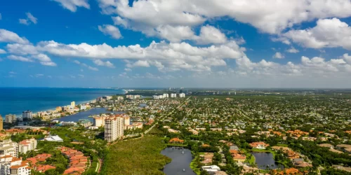 Naples coastal neighborhoods aerial drone photo